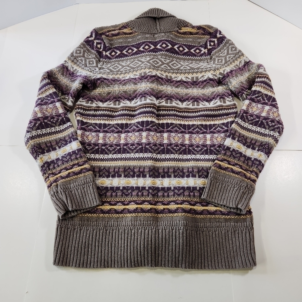 Eddie Bauer Women's Size S Full Zip Sweater Cardigan Jacket Shawl Neck Fair Isle - Picture 10 of 10